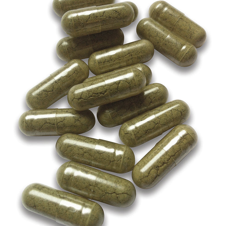 Seagreens Capsules – close-up showing vegetarian capsules with seaweed blend