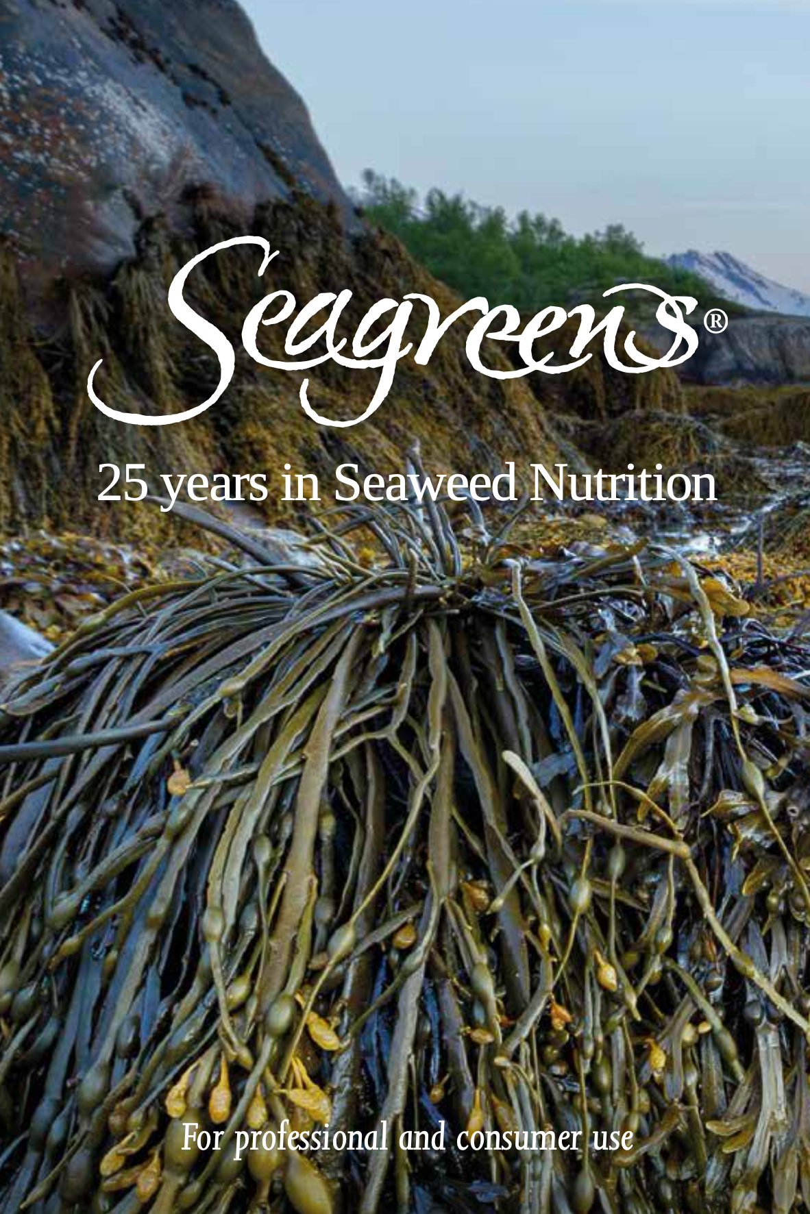 Front cover of the Seagreens "25 years in Seaweed Nutrition" booklet
