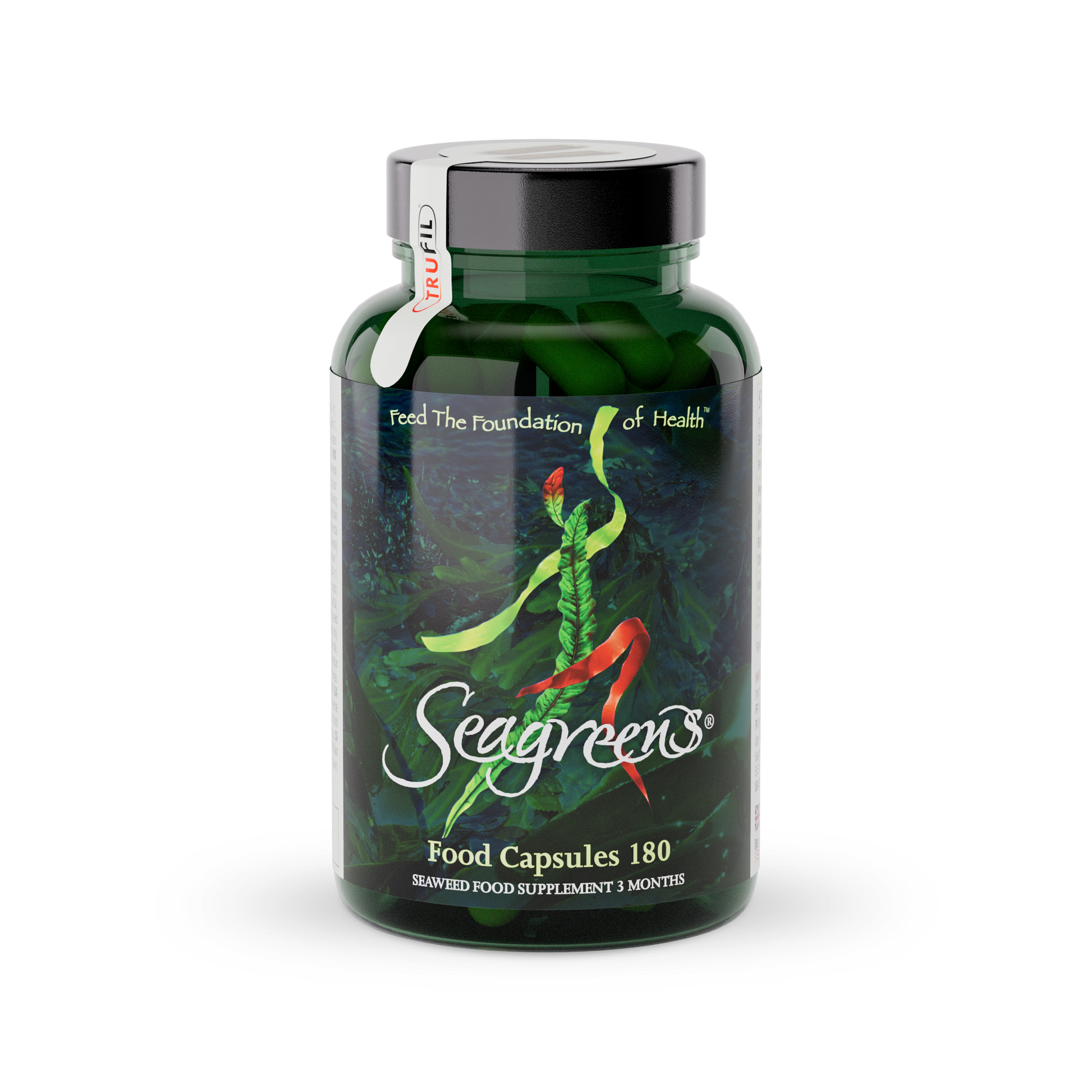Seagreens food capsules bottle on a white background
