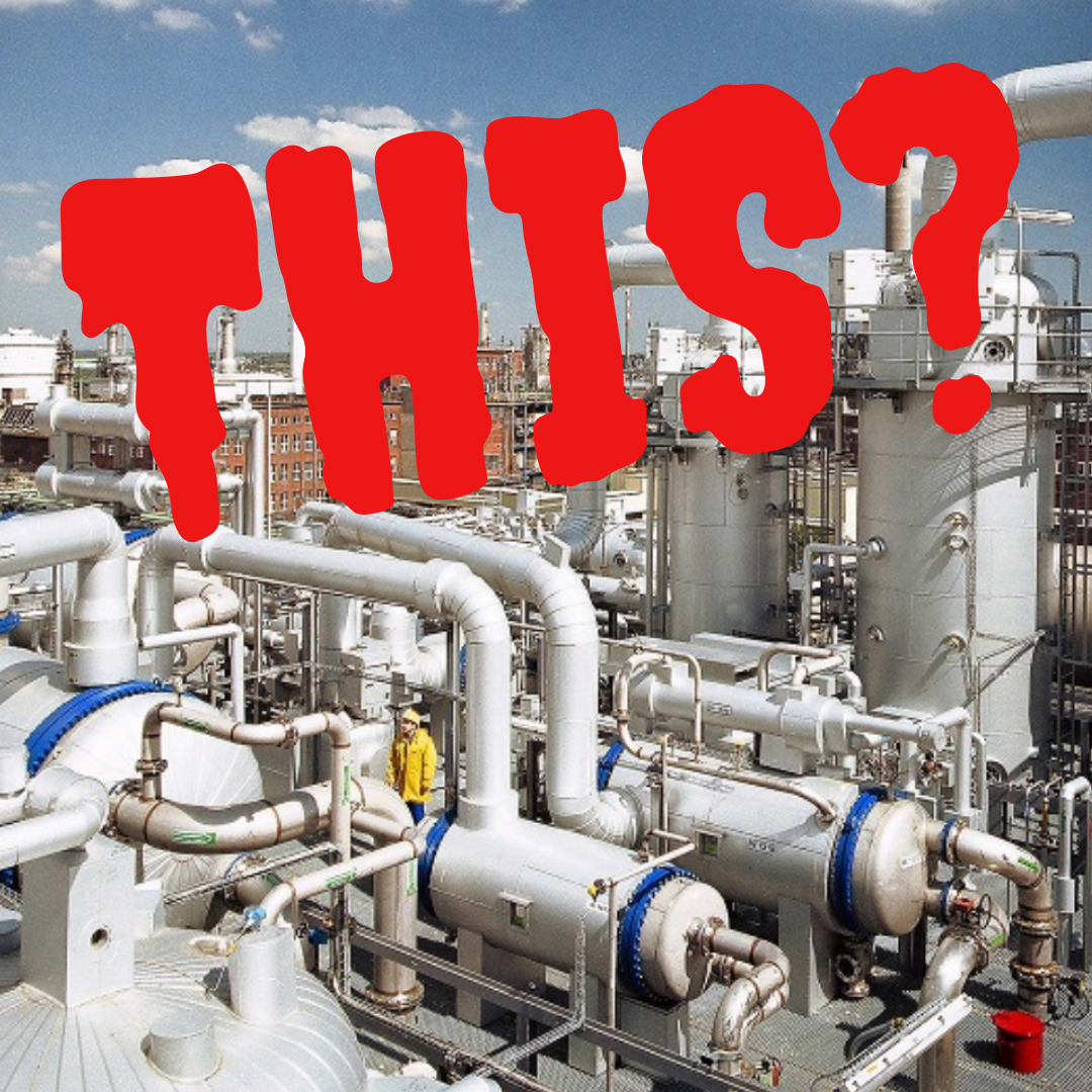 Industrial facility in China that makes synthetic vitamins with pipes and equipment.