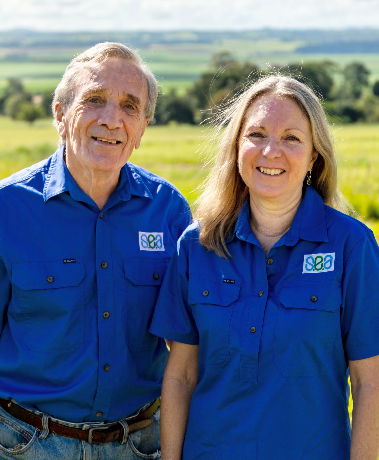 Grahame West - The seaweed Man - and daughter Liz Atkins in Seaweed Enterprises Australia uniforms.