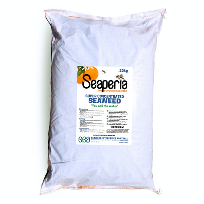 A 20kg bag of Seaperia Super-concentrated Soluble Seaweed for commercial growers and horticulture.